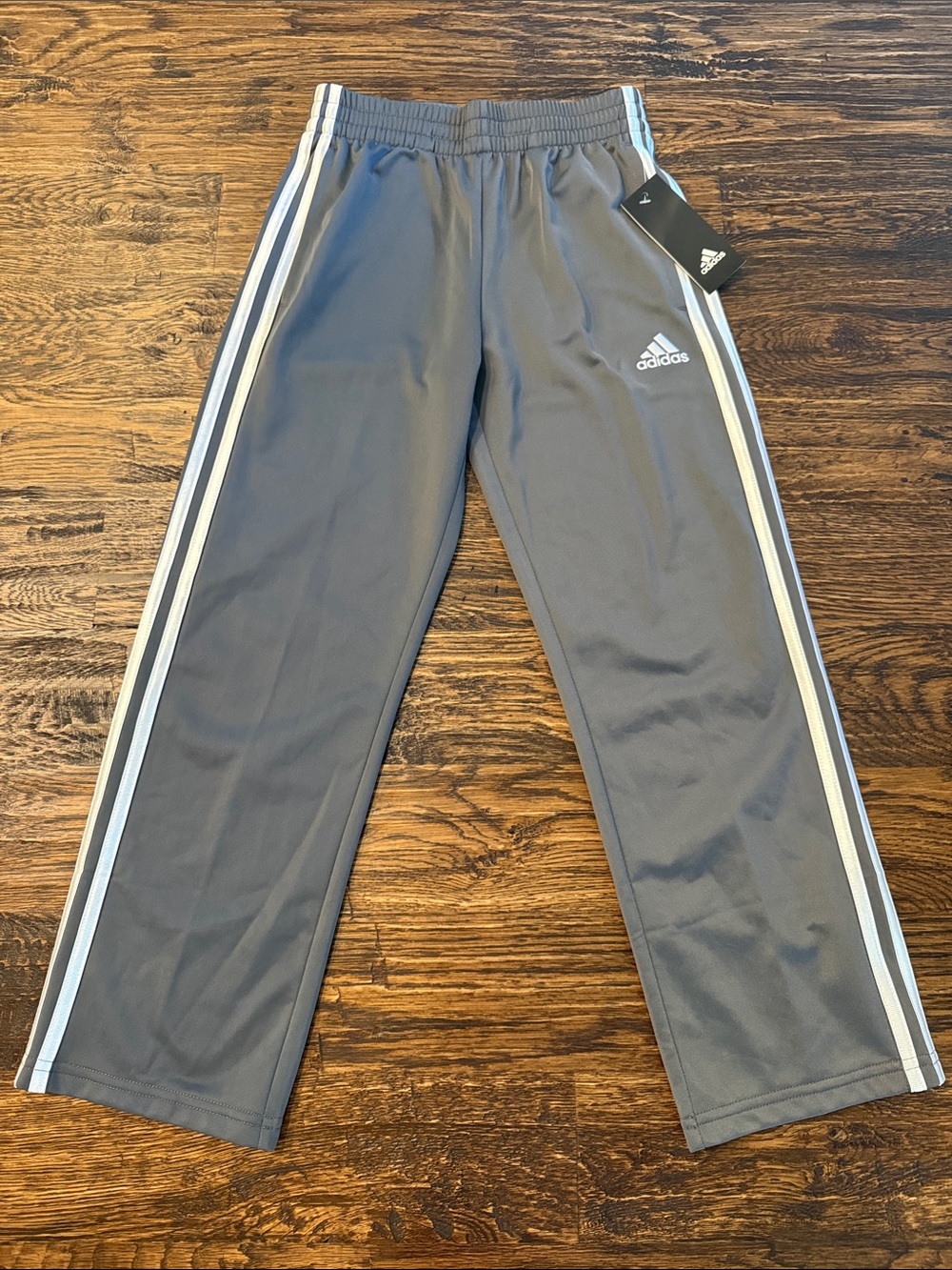 NWT adidas Kids Gray Jogger Pants with White Side Stripes